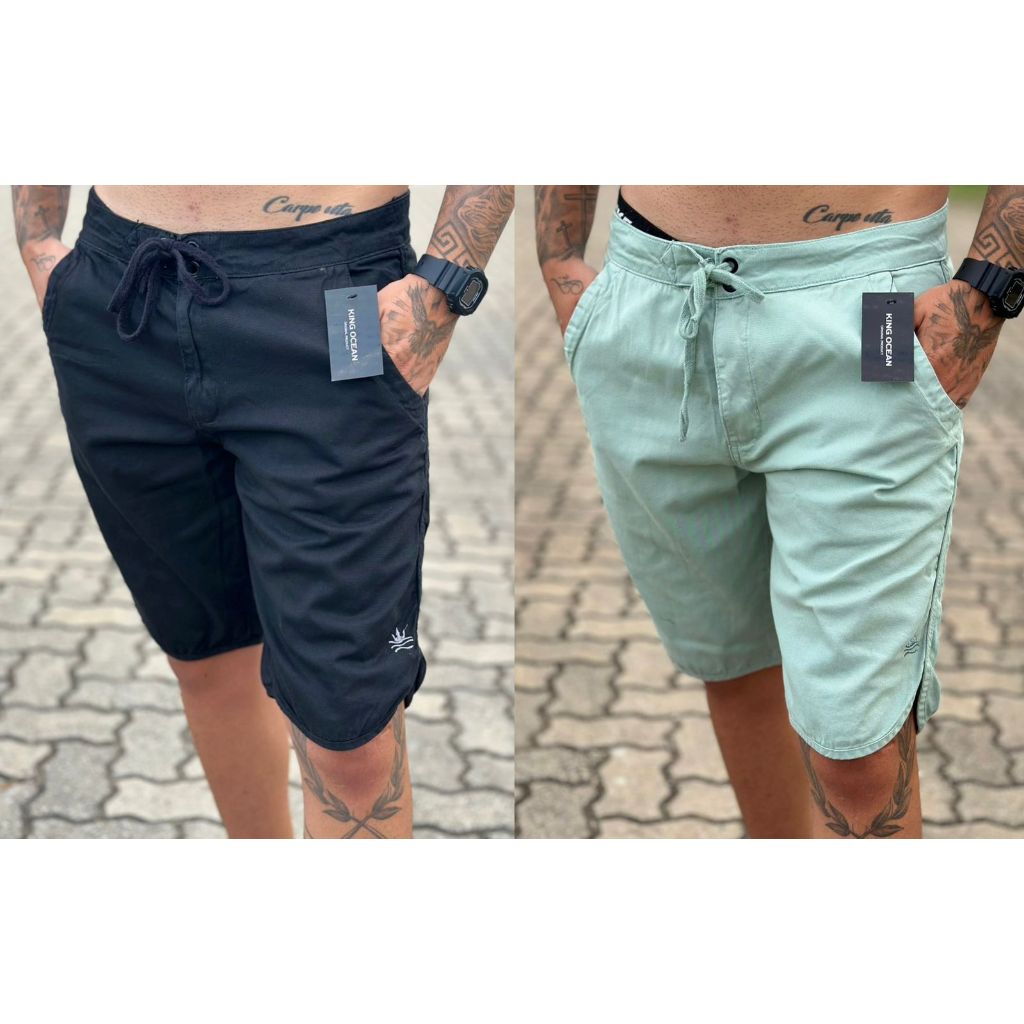 KIT 2 Bermudas Sarja Masculino Premium Casual Envio Rápido