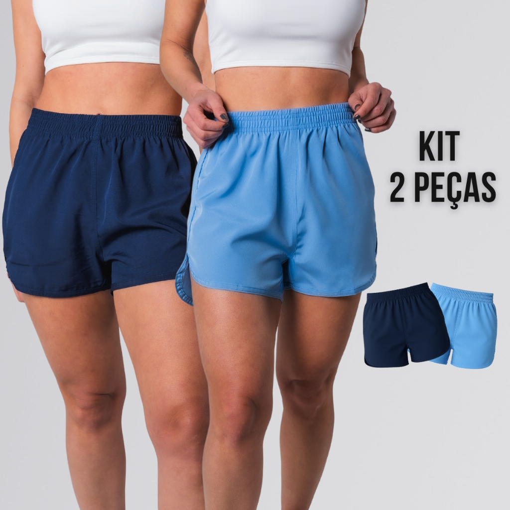 Kit 2 Short Feminino Tactel Confortável Praia Fitness Treino Shortinho ...