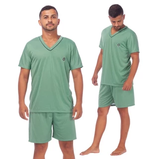 Pijamas Lisos Masculino Manga Curta Short Linha Noite Adulto Verão em Oferta na Shopee