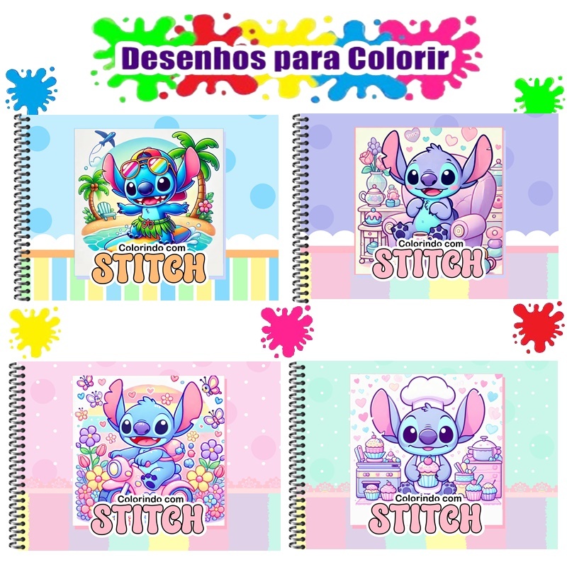 Livro de Colorir STITCH Caderno de Desenho para Pintura A5 Capa ...