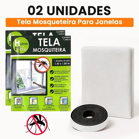 Kit com 2 telas mosquiteiro  150 x 180 cm com velcro adesivo anti inseto