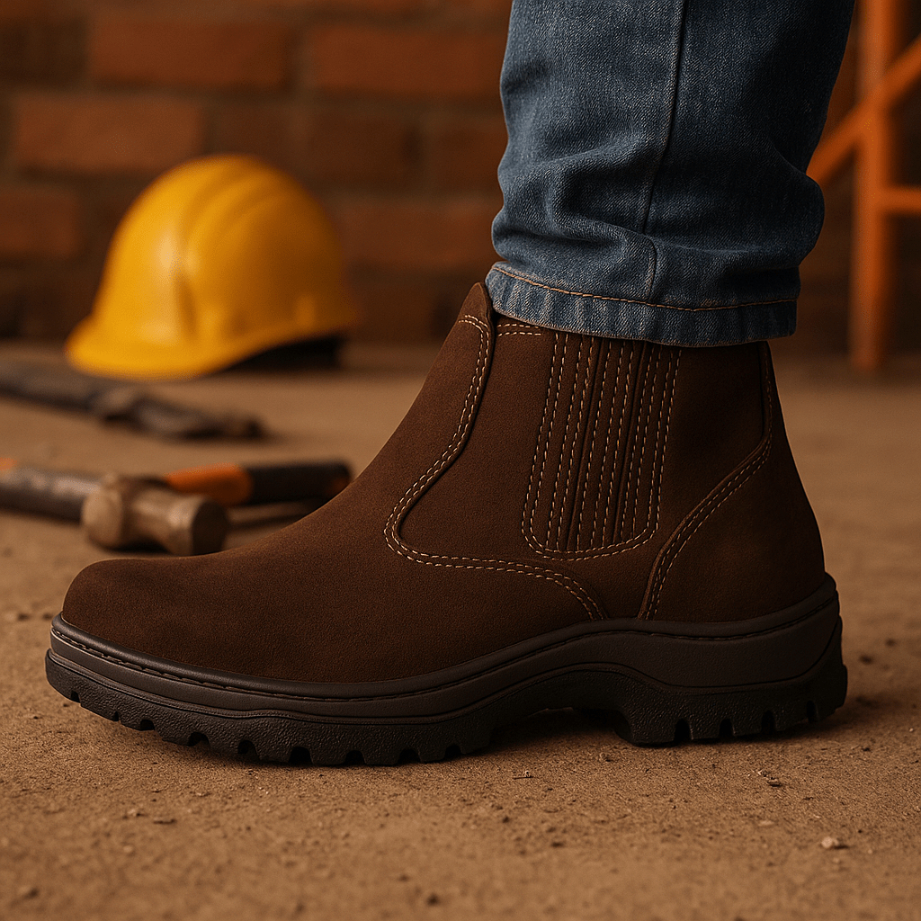 Botina Masculina Couro Legítimo Nobuck Trabalho Pesado Confortável ...