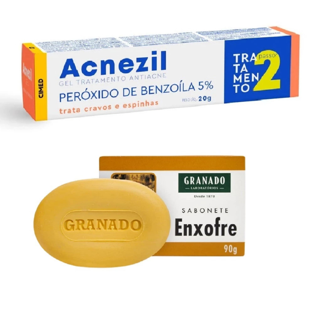Acnezil + Sabonete enxofre kit para limpeza acne espinhas cravos ...