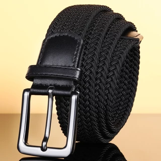 Cinto elástico trançado sem furos para homens, cinto elástico com fivela de pino sem furos para esportes de golfe, cinto