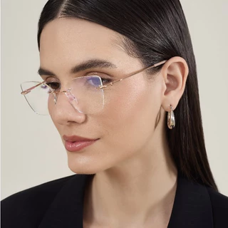 【Betsy】Óculos Sem Aro Titânio Memória| Armação Feminina Leve Inquebrável Transparente, modelo pequeno para rosto pequeno