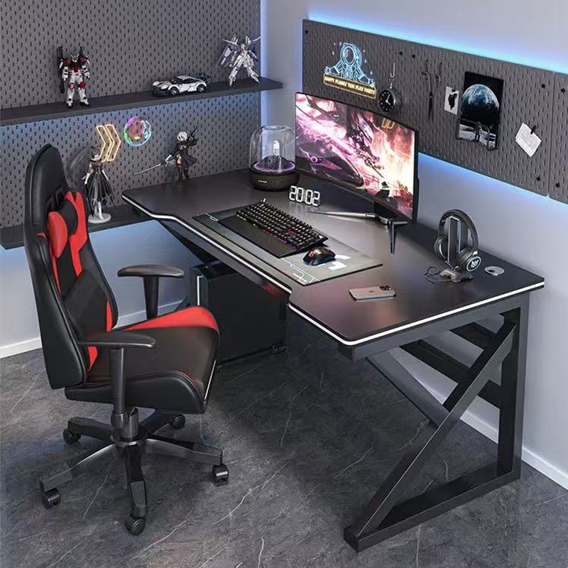 Mesa de jogos com prateleira, carbono anti-riscos, mesa para PC, mesa para transmissão ao vivo