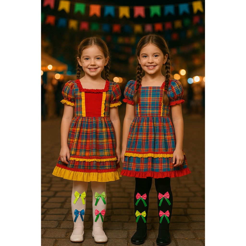 Meia Calça Fio 80 Para Festa Junina Infantil Com Laços | Shopee Brasil