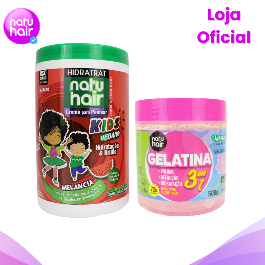 Kit Creme De Pentear Kids Melancia Gelatina Modeladora De Cachos 3 Em 