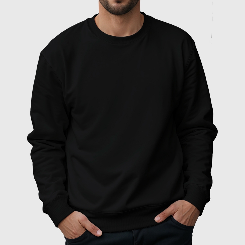 Moletom Masculino Sem Capuz Blusa de Frio Gola Careca Adulto Liso