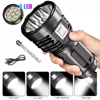 H’MASTON HW06 Lanterna Led 8 Núcleos USB Recarregável Brilho Forte Luz Branco Para Acampamentos Caminhadas