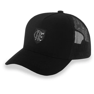 Boné preto Flamengo com tela e aplicação de metal CRF (38096)