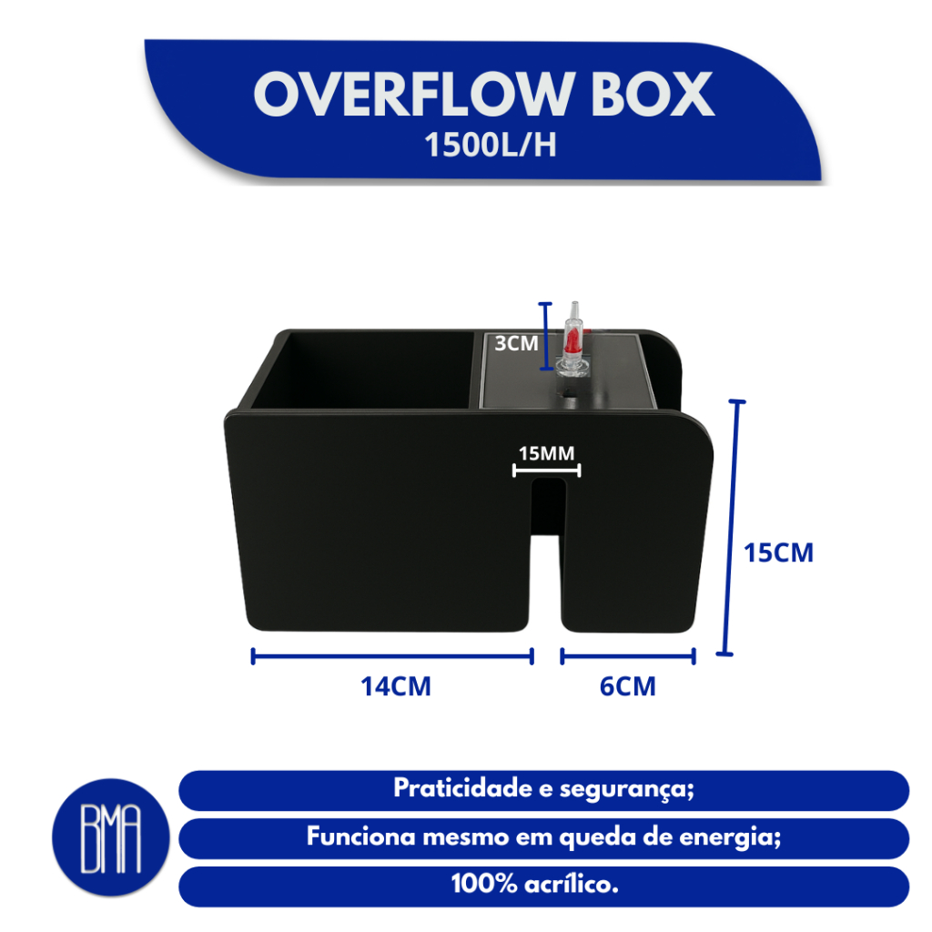 OVERFLOW BOX 1500l/H T15 CAPTAÇÃO PARA AQUÁRIOS + HIDRÁULICA 25mm