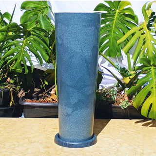 Vaso Luxo Planta Coluna Ibiza P Decorativo Polietileno Marmorizado Liso 68x25 - RM Artesanatos