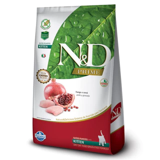 RAÇÃO ND PRIME GATOS FILHOTES FRANGO E ROMÃ 1.5KG