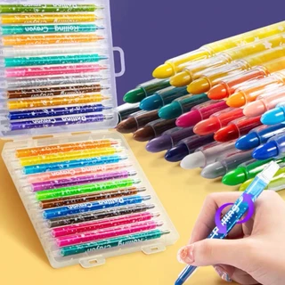 Giz Cera 12/24 Cores Não Tóxico Para Crianças - Lápis De Cor Pastel Lavável Rotativa Para Crianças E Crianças em Oferta na Shopee