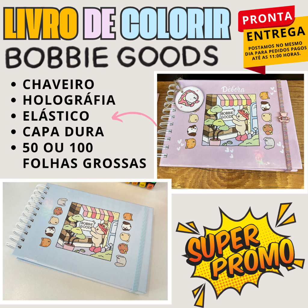 Livro de Colorir Bobbie Goods 100 folhas ou 50 folhas de 180g A5 ...