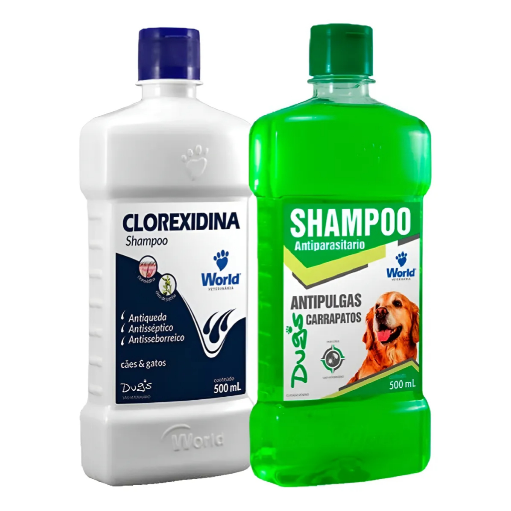 Shampoo Clorexidina + Shampoo Dugs 500ml Para Cães World Veterinária ...