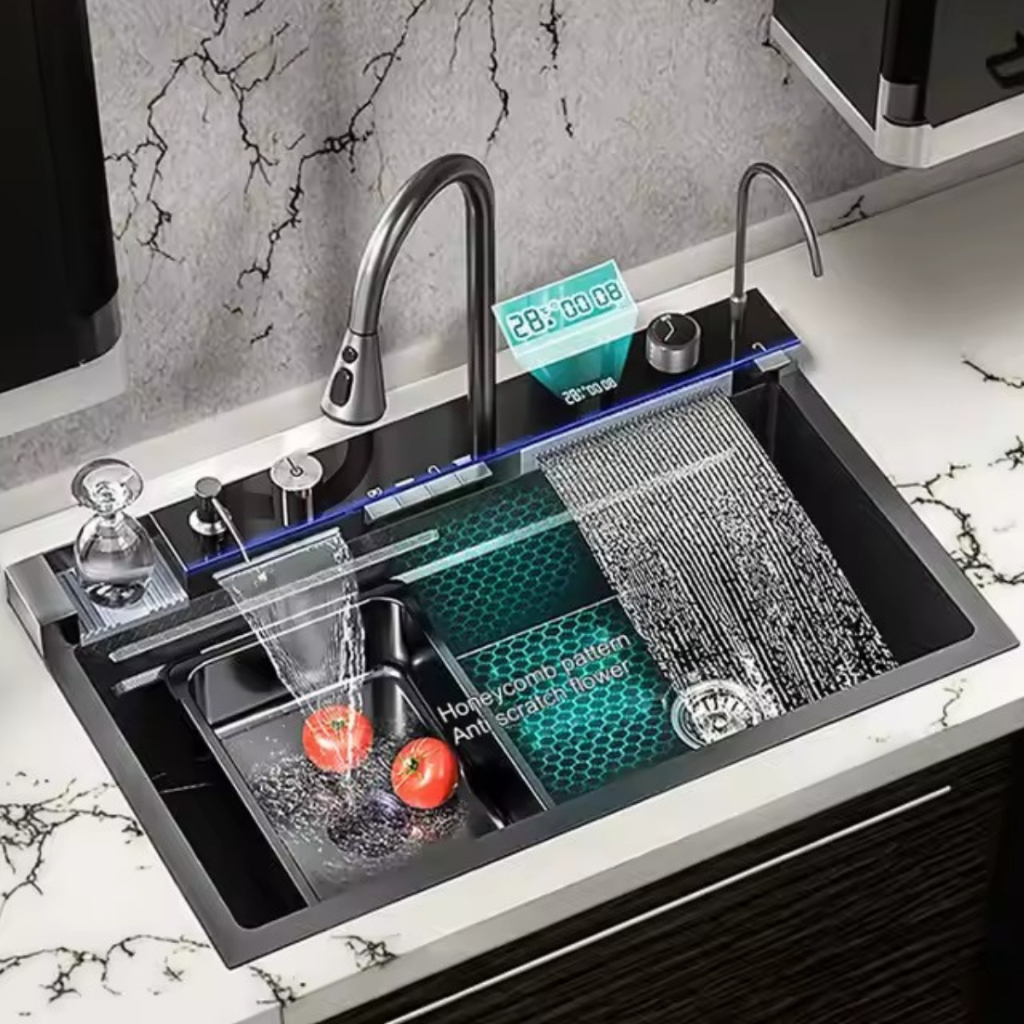 Cuba Gourmet Pia Cozinha Completa Inox Com Nanotecnologia + Display Digital + Torneira Monocomando Lavador Copos