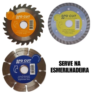 Kit 3 Peças Turbo, Segmentado + Serra FURO 22,23mm para esmerilhadeira