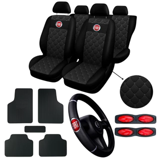 kit Capa Para Banco de Carro Couro Fiat Palio Uno Siena Punto + tapete + capa de volante Promoção em Oferta na Shopee