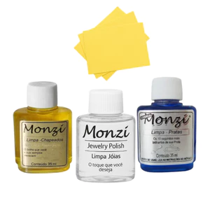 KIT MONZI 35 ML + 1 UNIDADES DE FLANELA MÁGICA PARA LIMPEZA DE JOIAS em Oferta na Shopee