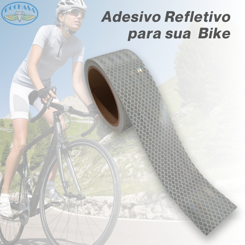 Adesivo Refletivo para Bicicleta Cor Branco (Largura: 5cm) Faixa ...