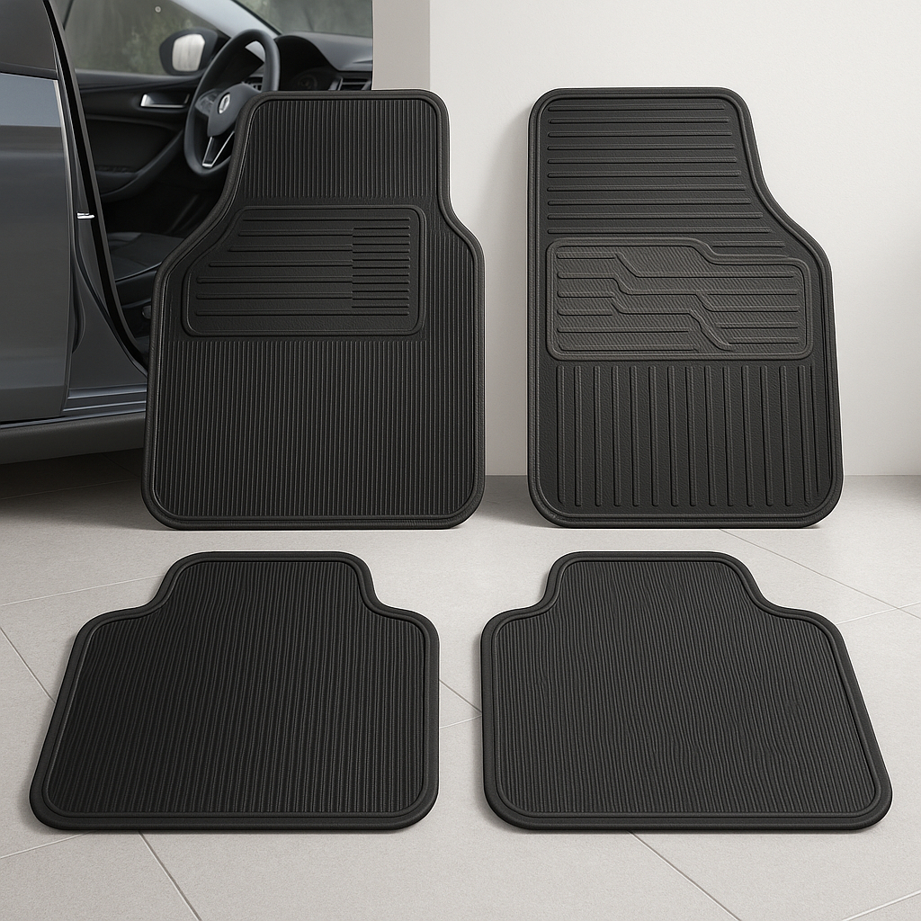 Kit 4 Tapetes de Borracha para Carro Universal – Antiderrapante Lavável p/ Todos os Modelos