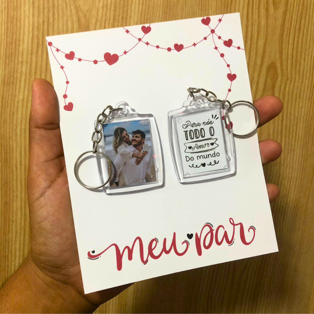 chaveiro personalizado com foto dia dos namorados meu par com