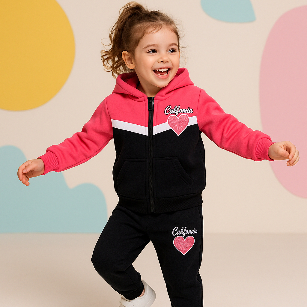 conjunto infantil forrado pelucia (fleece) menina sea surf frio