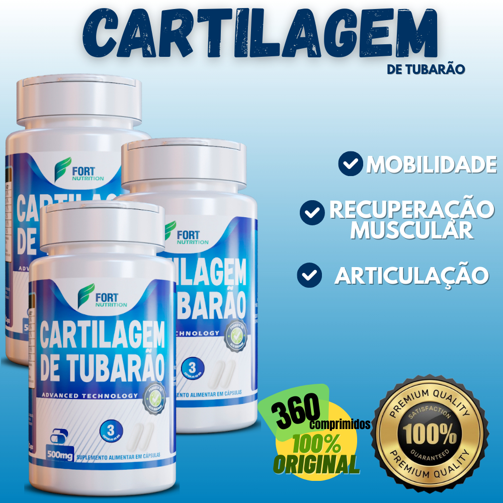 Suplemento Premium Cartilagem de Tubarão 120cápsulas 500mg Recuperação ...