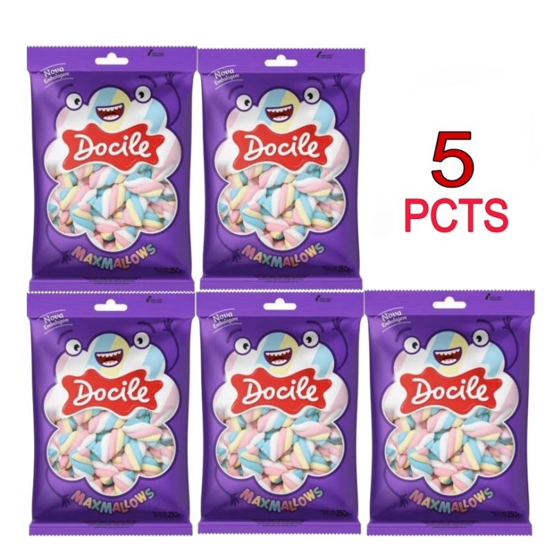 Kit 5 Maxmallows Docile Twist Color Baunilha -250g | Shopee Brasil