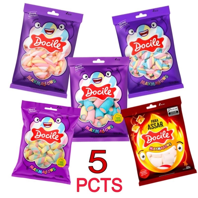 Kit 5 Maxmallows Sortidos Docile 250g | Shopee Brasil