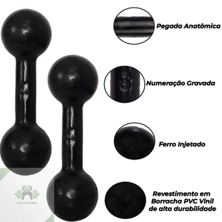 Halter 1kg 2kg 3kg 4kg 5kg (UNIDADE) Emborrachados Ferro Fundido Treino Em Casa Peso de Academia Promoção