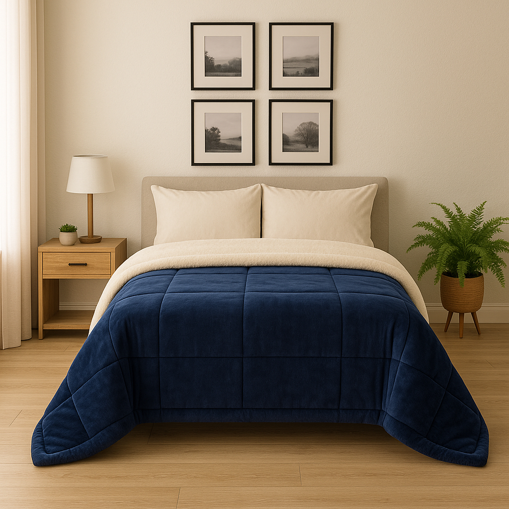 Coberdrom Casal Queen Sherpa Edredrom Pele de Carneiro 2,40m x 2,20m