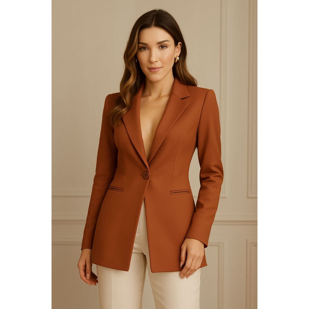 Blazer Feminino Longo De Alfaiataria Com Forro Acinturado | Shopee Brasil