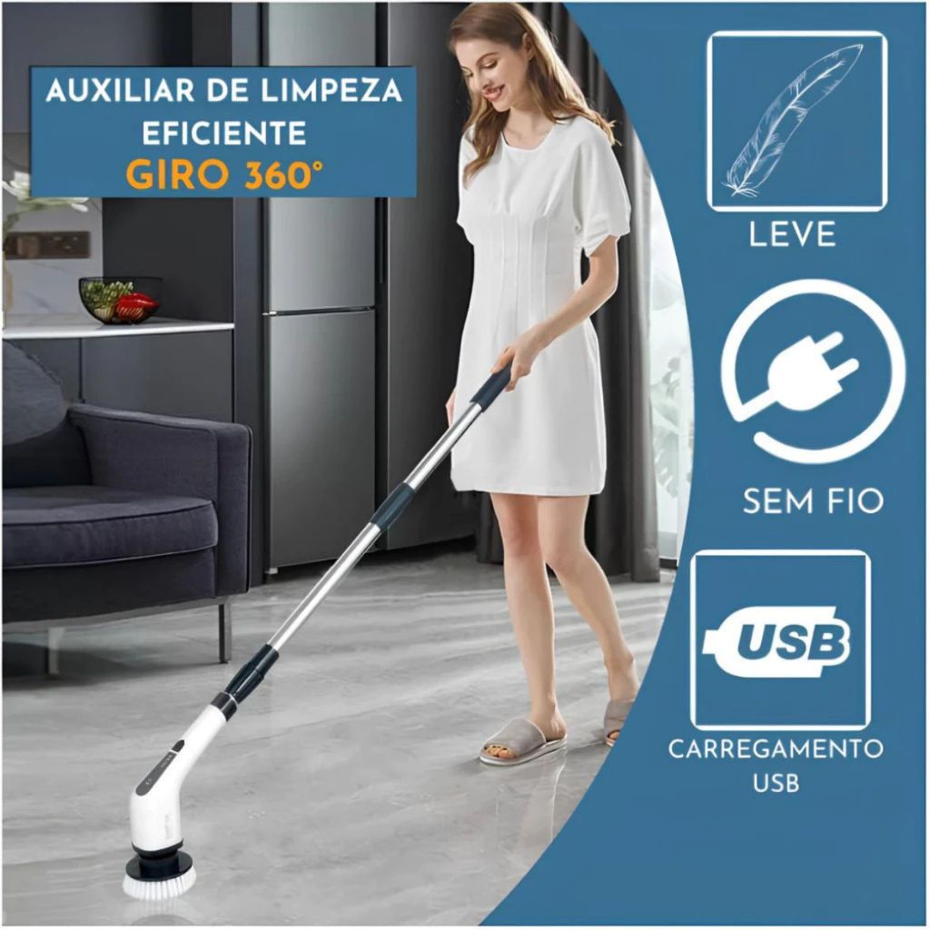 Esfregão Elétrico Sem fio Escova De Limpeza Pesada Multiuso 360 ...