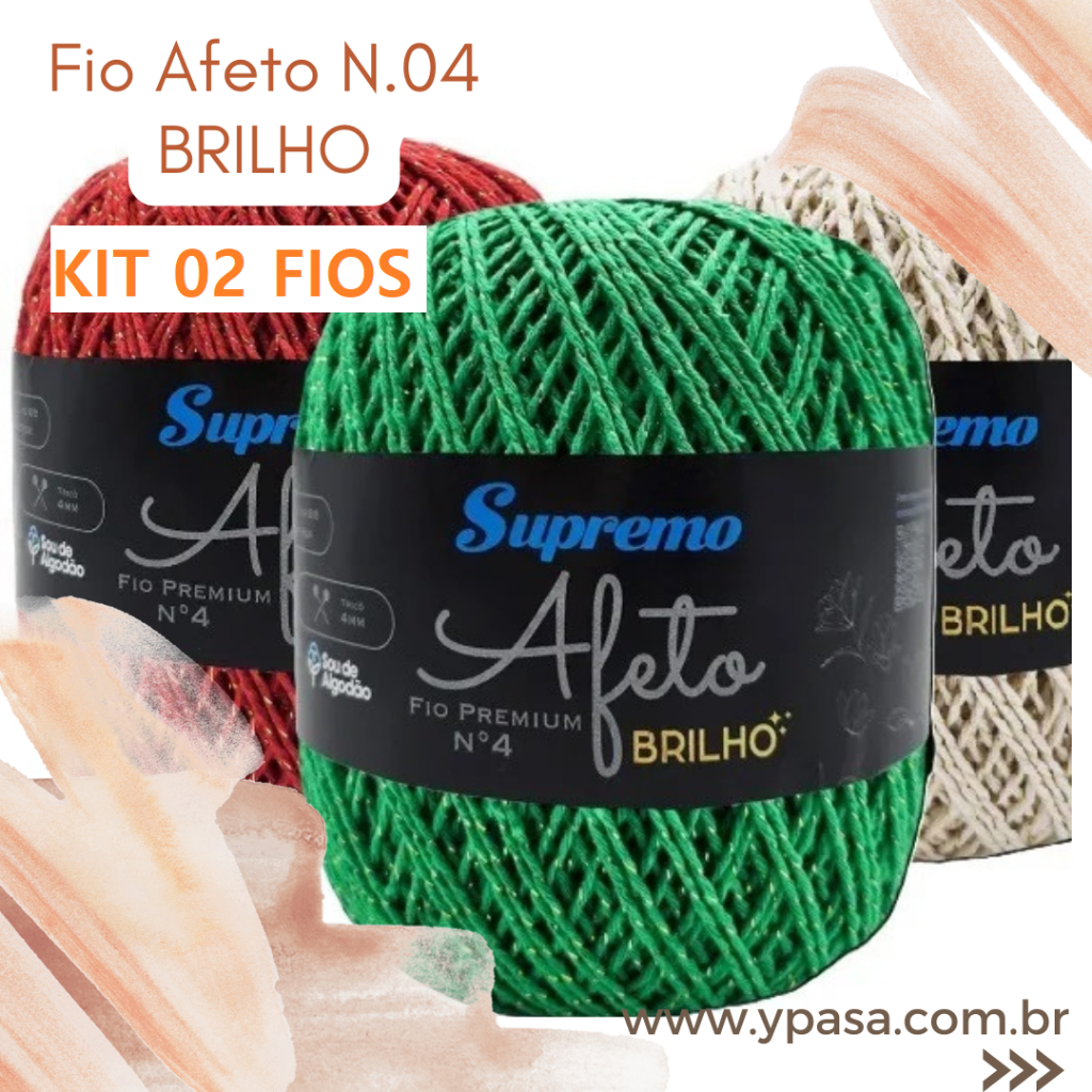 Fio Afeto BRILHO Premium Supremo N.4 - 340 metros | Shopee Brasil