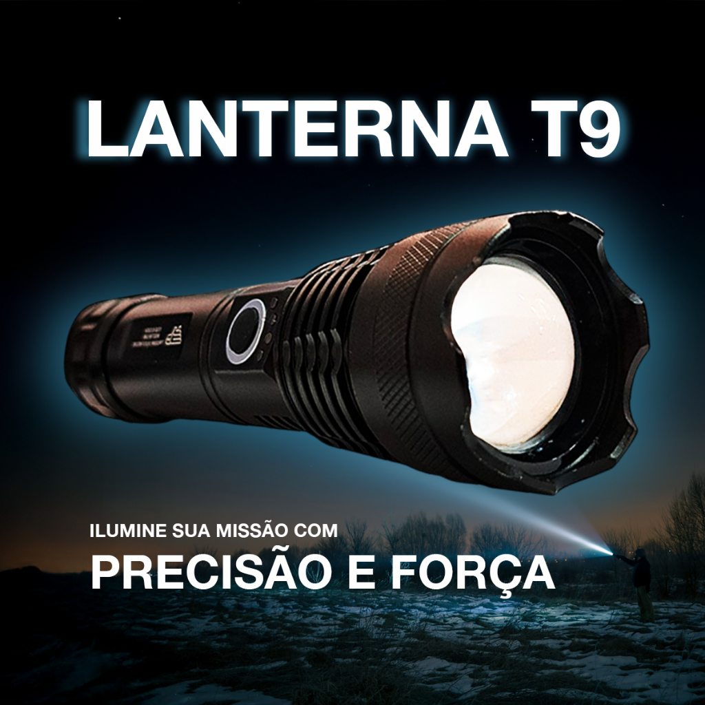 Kit 3/2/1 Lanterna Super Potente Tática T9 P50 Mais Forte do Mundo LED ...