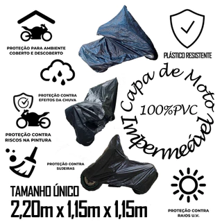 Capa de Moto Impermeável - Térmica - Protege do Sol, Chuva, Poeira e Anti-Riscos - 100% PVC em Oferta na Shopee