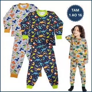 Kit 4 Peças Pijama Infantil Menino Masculino Inverno 2 Camiseta Manga Longa 2 Calça Punho 1 ao 16 em Oferta na Shopee
