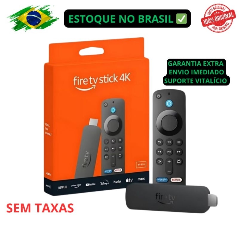 Amazon Fire TV Stick 4K WIFI 6 Memoria 8GB Com Comando de Voz