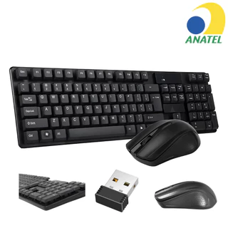Kit Teclado E Mouse Sem Fio Usb Wireless 2.4 Ghz Lehmox LEY-176 Escritorio Office Trabalho Escola