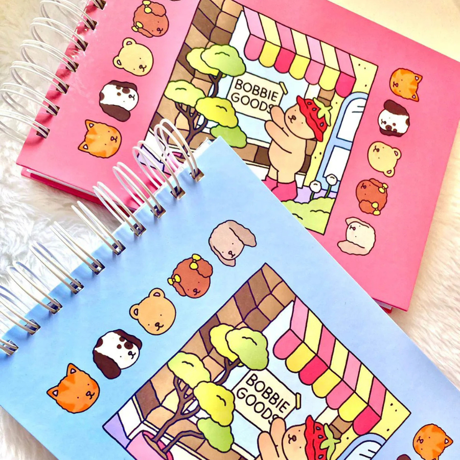 Caderno Bobbie Goods Capa Dura Brilhante Azul ou Rosa Bob Goods Livro ...