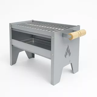 CHURRASQUEIRA GALVANIZADA PEQUENA CINZA COM GRELHA COMPACTA Mini Campeira Movel