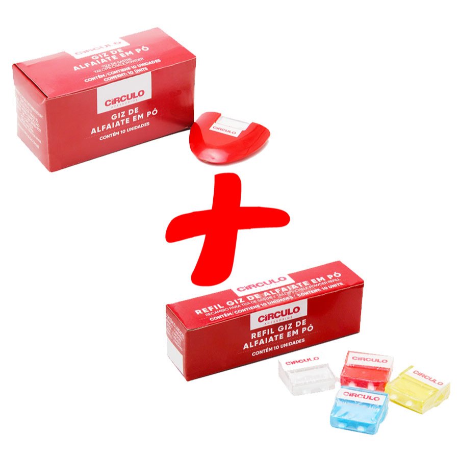 Kit Giz e Refil de Alfaiate em Pó Círculo com 10 unidades em cada caixa ...