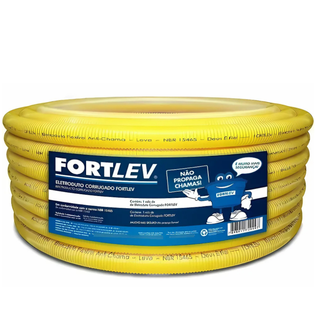 conduite Eletroduto tubo Corrugado Fortlev Flexível Amarelo 1