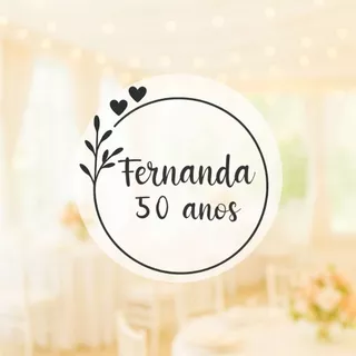 Adesivo Transparente Personalizado 4cm com nome e idade Aniversário, Casamento, bodas