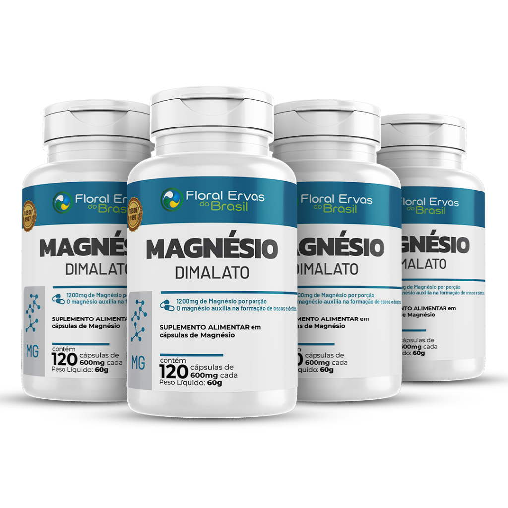 Kit 4 Magnésio Dimalato 480 cápsula 600mg concentrado 2 Cap ao dia ...