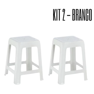 Kit 02 Banquetas Banquinhos Preto Branco Cafe Resiste Até 120Kg