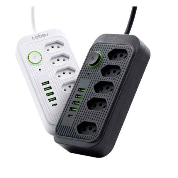 Extensão 5 Tomadas 4 USB 1 Type-C Universal Bivolt Power 110v/220v 2m WKC-541 COIBEU